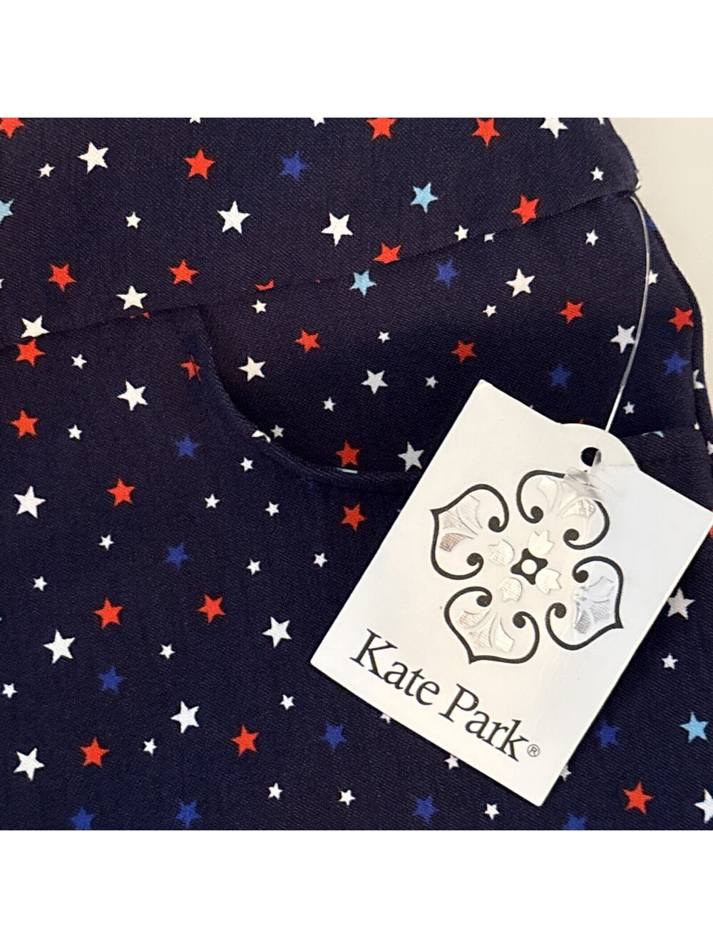 Kate Park Womens S Capris Patriotic USA July 4 Capri Pants Pull On NWT